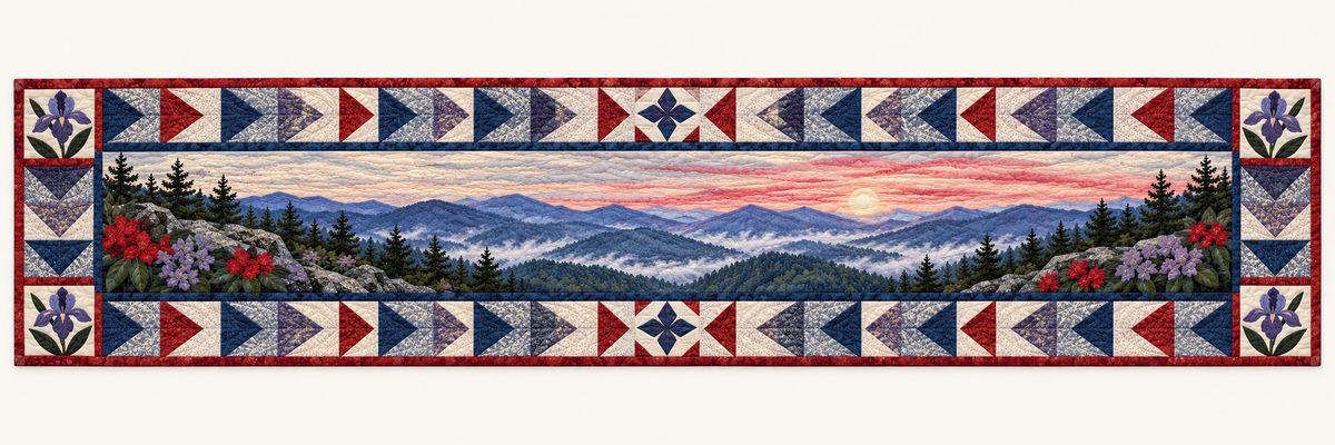 Tennessee Smoky Mountain Morning Quilted Table Runner — Runner Design