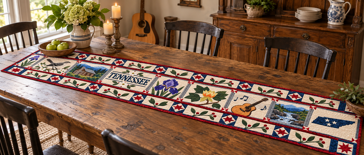 Tennessee Volunteer State Home Quilted Table Runner — Indoor