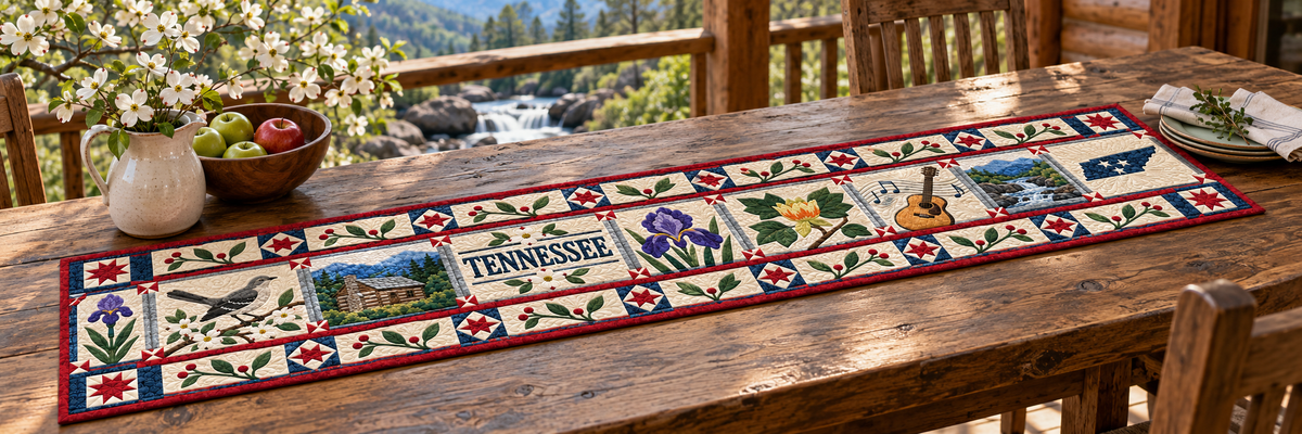 Tennessee Volunteer State Home Quilted Table Runner — Outdoor