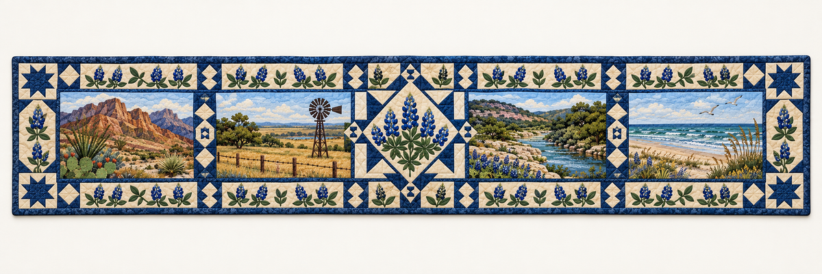 Texas Lone Star State Sampler Quilted Table Runner — Runner Design