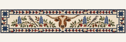 Texas Mockingbird Bluebonnets Quilted Table Runner — Runner Design