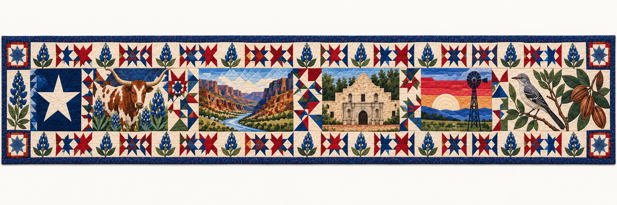 Texas Mosaic Horizons Quilted Table Runner — Runner Design