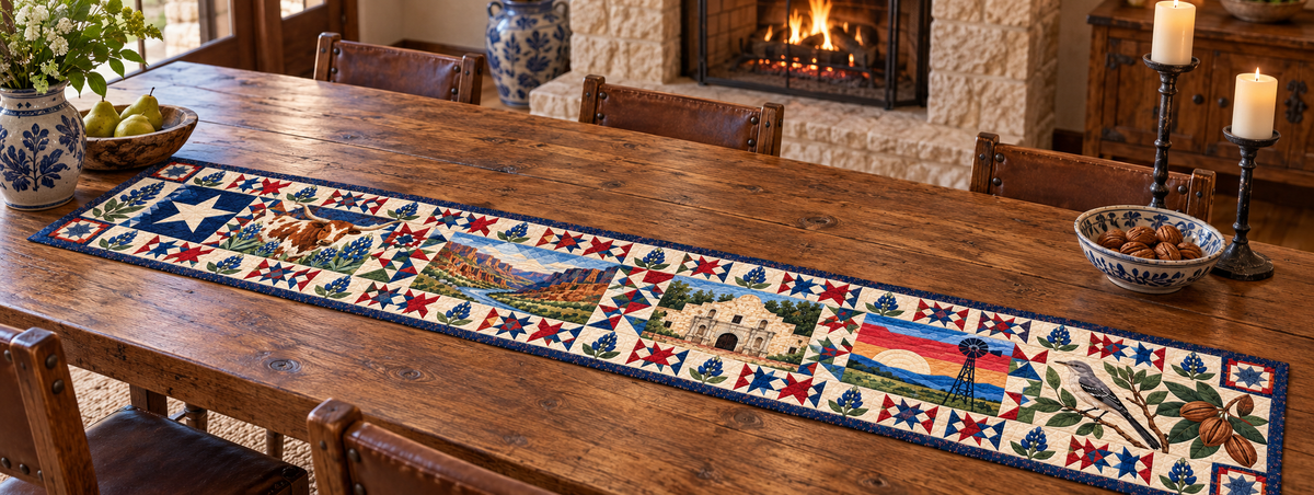 Texas Mosaic Horizons Quilted Table Runner — Indoor