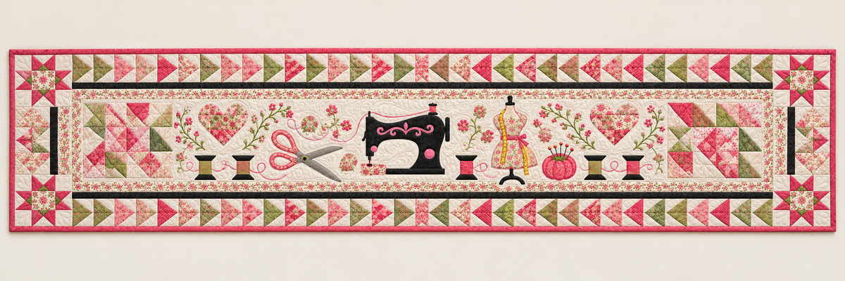 Vintage Sewing Room Quilted Table Runner — Runner Design