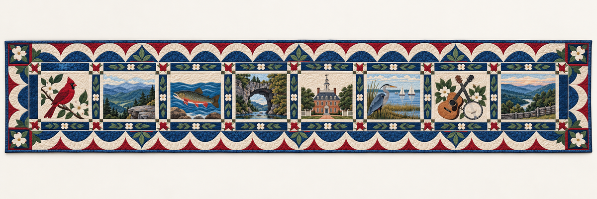 Virginia Heritage Album Quilted Table Runner — Runner Design