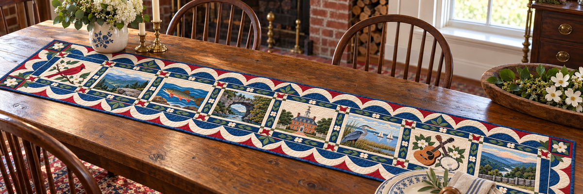 Virginia Heritage Album Quilted Table Runner — Indoor