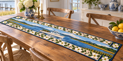 Virginia Tidewater Workboat Quilted Table Runner — Indoor