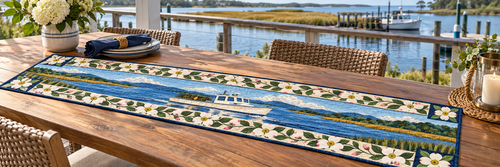 Virginia Tidewater Workboat Quilted Table Runner — Outdoor
