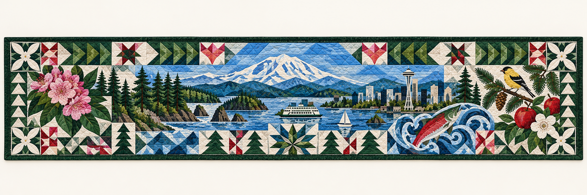 Washington Mosaic Horizons Quilted Table Runner — Runner Design