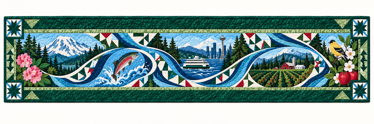 Washington River Of Stories Quilted Table Runner — Runner Design