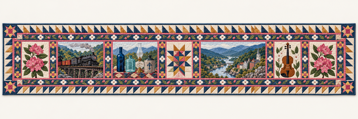 West Virginia Mountain Hands Quilted Table Runner — Runner Design