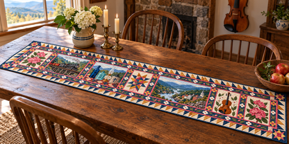 West Virginia Mountain Hands Quilted Table Runner — Indoor
