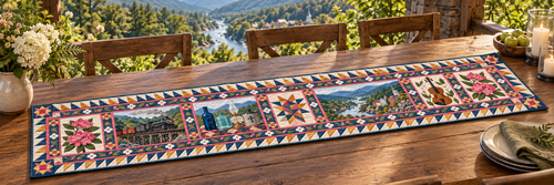 West Virginia Mountain Hands Quilted Table Runner — Outdoor