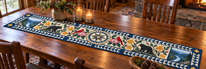 West Virginia Radiant Compass Quilted Table Runner — Indoor