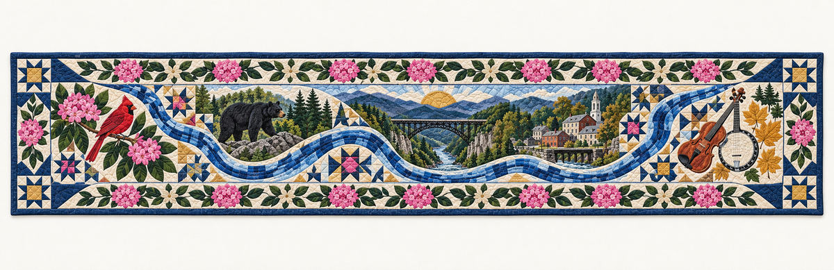 West Virginia River Of Stories Quilted Table Runner — Runner Design