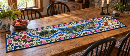 West Virginia River Of Stories Quilted Table Runner — Indoor