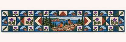 Wisconsin Robin In The Violet Woods Quilted Table Runner — Runner Design