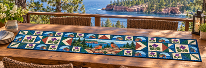 Wisconsin Robin In The Violet Woods Quilted Table Runner — Outdoor