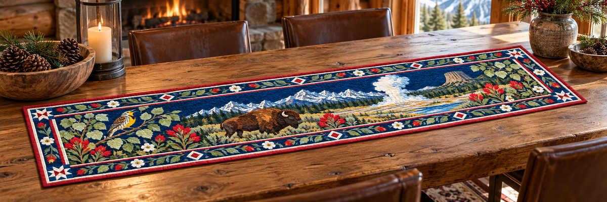 Wyoming Botanical Heritage Quilted Table Runner — Indoor