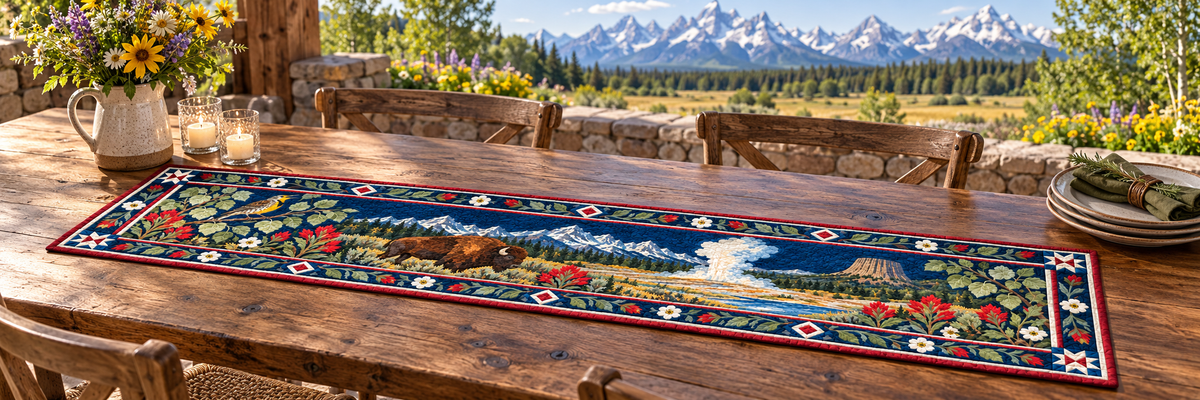 Wyoming Botanical Heritage Quilted Table Runner — Outdoor