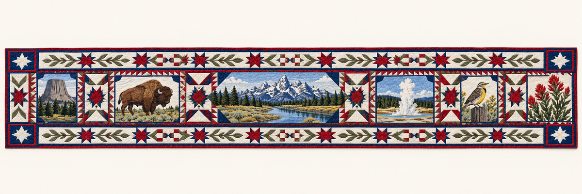 Wyoming Celebration In Cloth Quilted Table Runner — Runner Design