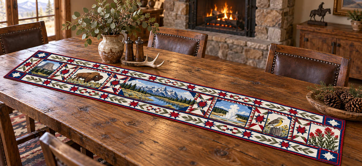 Wyoming Celebration In Cloth Quilted Table Runner — Indoor