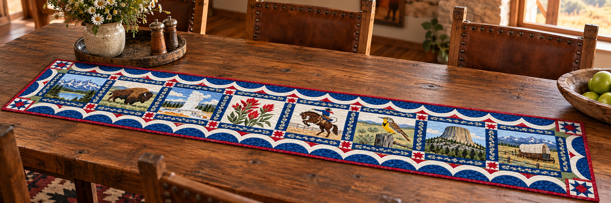 Wyoming Heritage Album Quilted Table Runner — Indoor