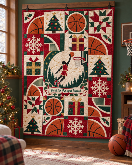 Sleigh Bell Slam Dunk Quilt Blanket - hanging mockup
