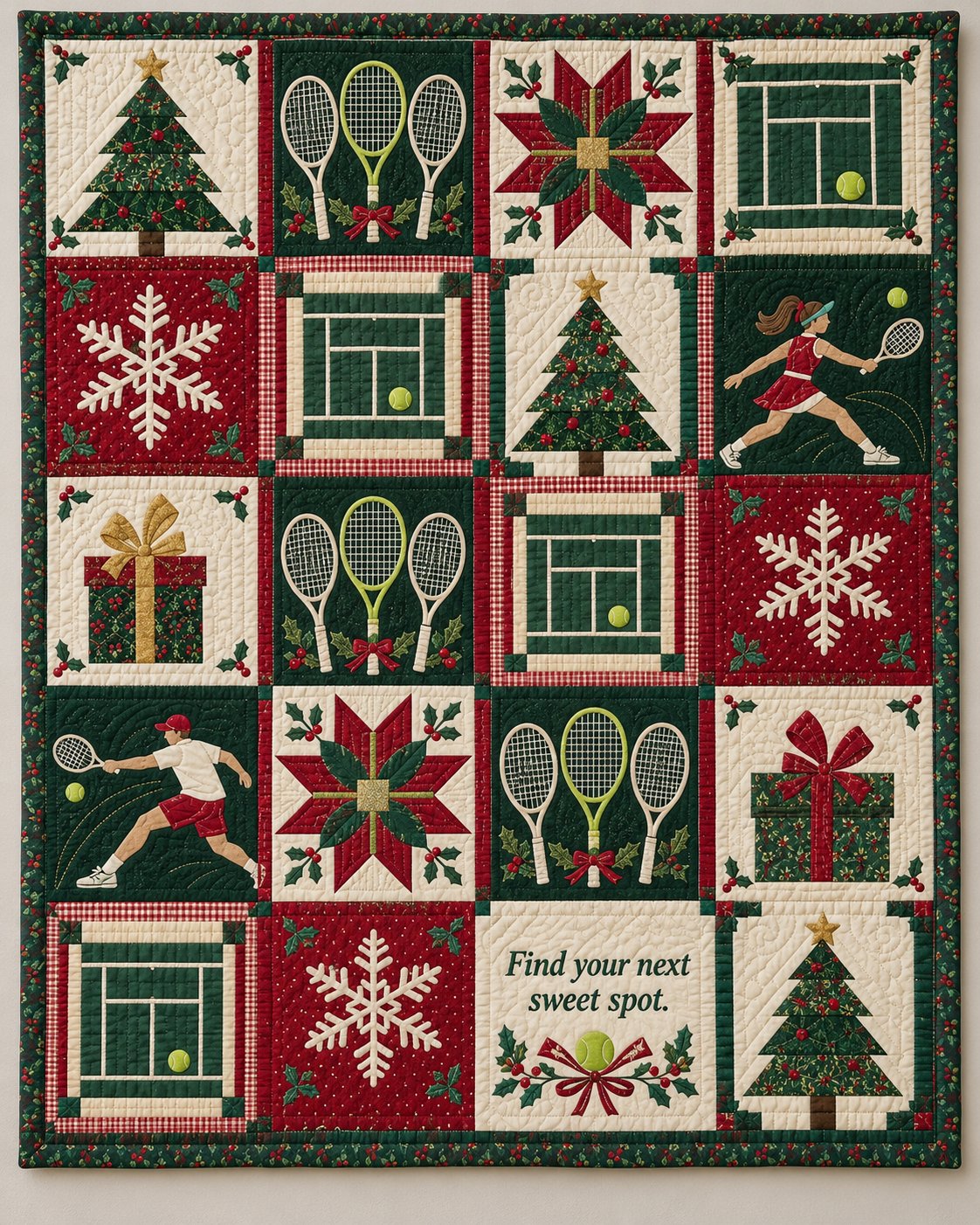 Mistletoe Match Point Quilt Blanket - design