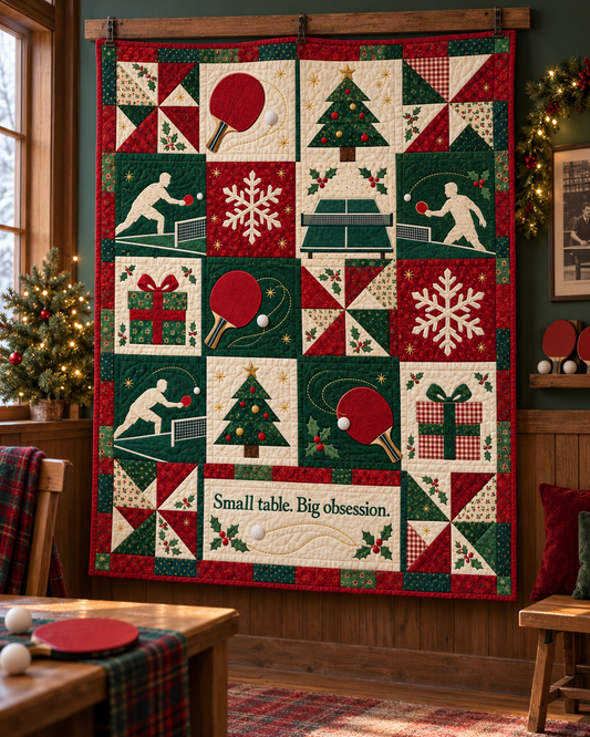 Yuletide Rally Quilt Blanket - hanging mockup