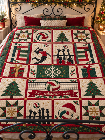 Christmas Above the Net Quilt Blanket - bed mockup