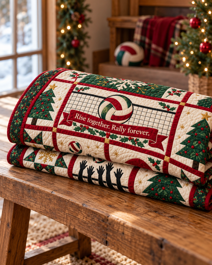 Christmas Above the Net Quilt Blanket - folded mockup