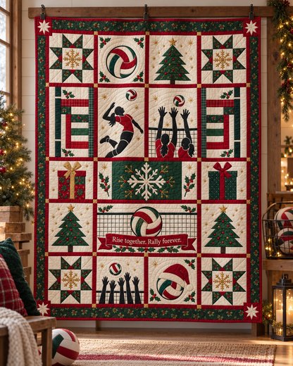 Christmas Above the Net Quilt Blanket - hanging mockup