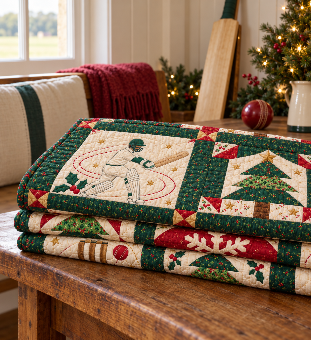 Christmas at the Wicket Quilt Blanket - folded mockup
