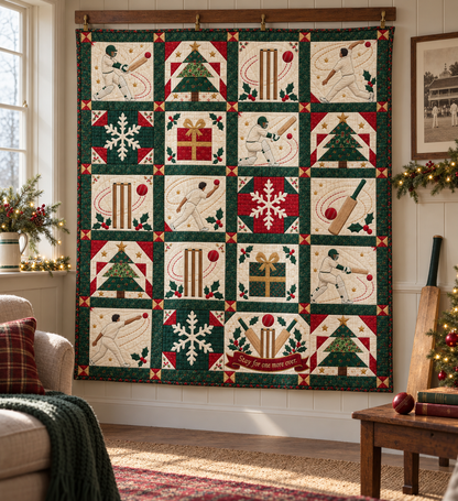 Christmas at the Wicket Quilt Blanket - hanging mockup