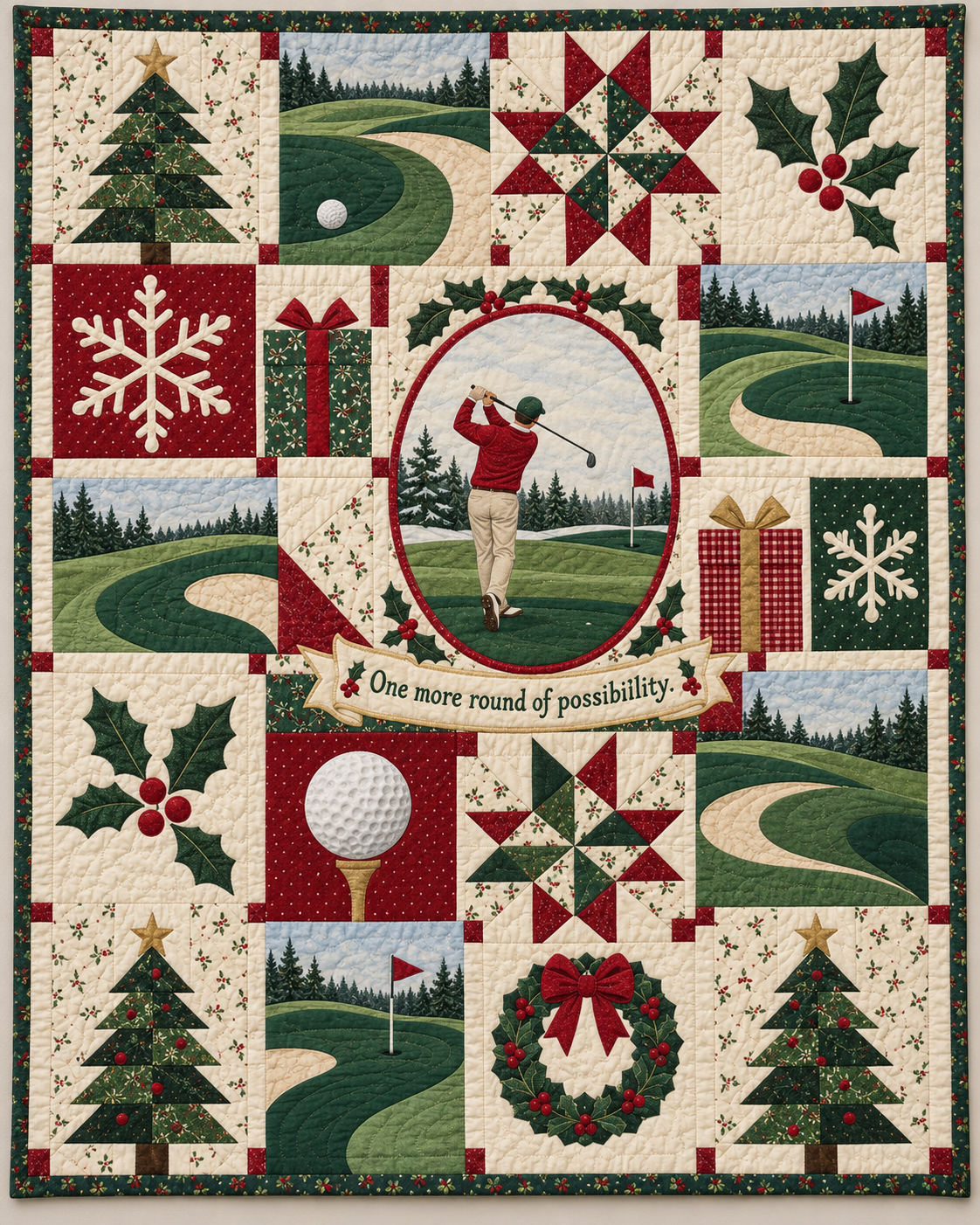 Evergreen Fairways Quilt Blanket - design