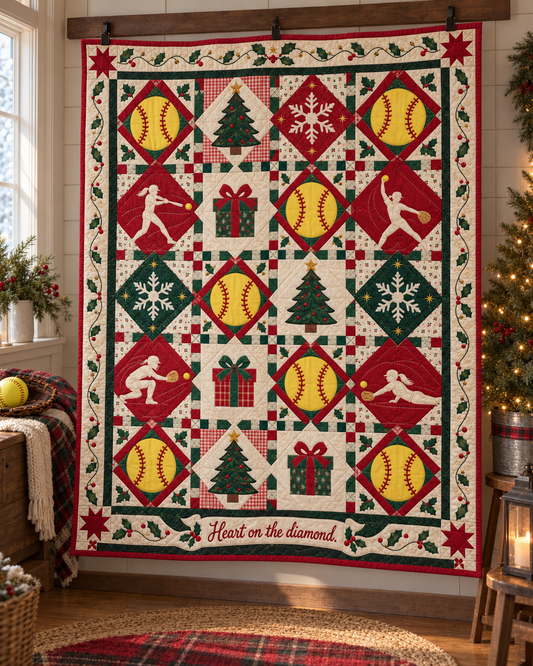 Holly on the Diamond Quilt Blanket - hanging mockup