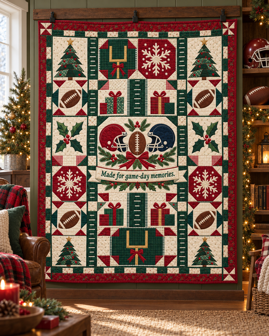 Friday Night Festivities Quilt Blanket - hanging mockup
