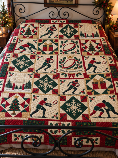 Yuletide Try Line Quilt Blanket - bed mockup
