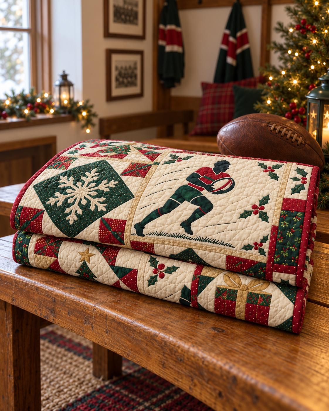Yuletide Try Line Quilt Blanket - folded mockup