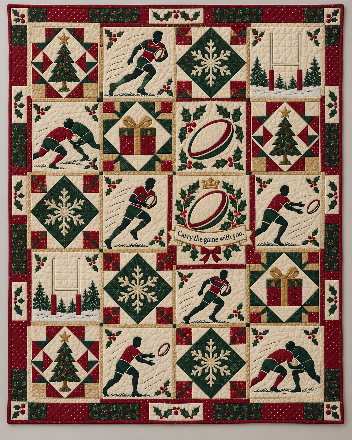 Yuletide Try Line Quilt Blanket - design