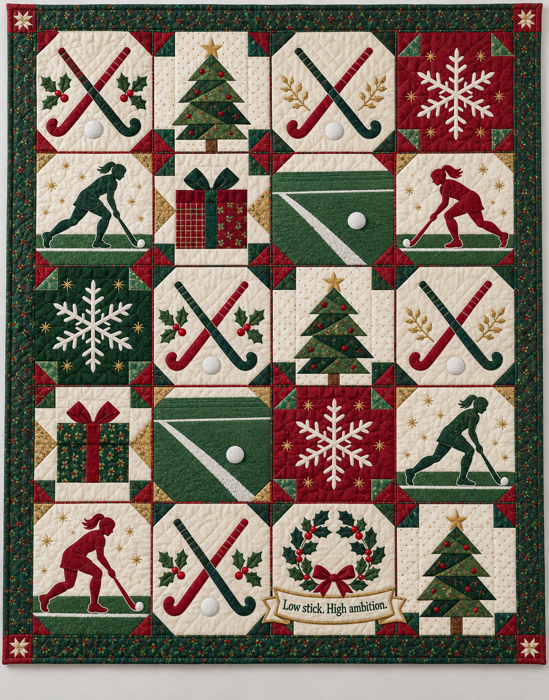 Holly Hockey Quilt Blanket - design