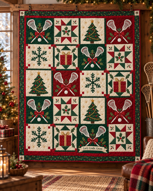 Lacrosse Noel Quilt Blanket - hanging mockup