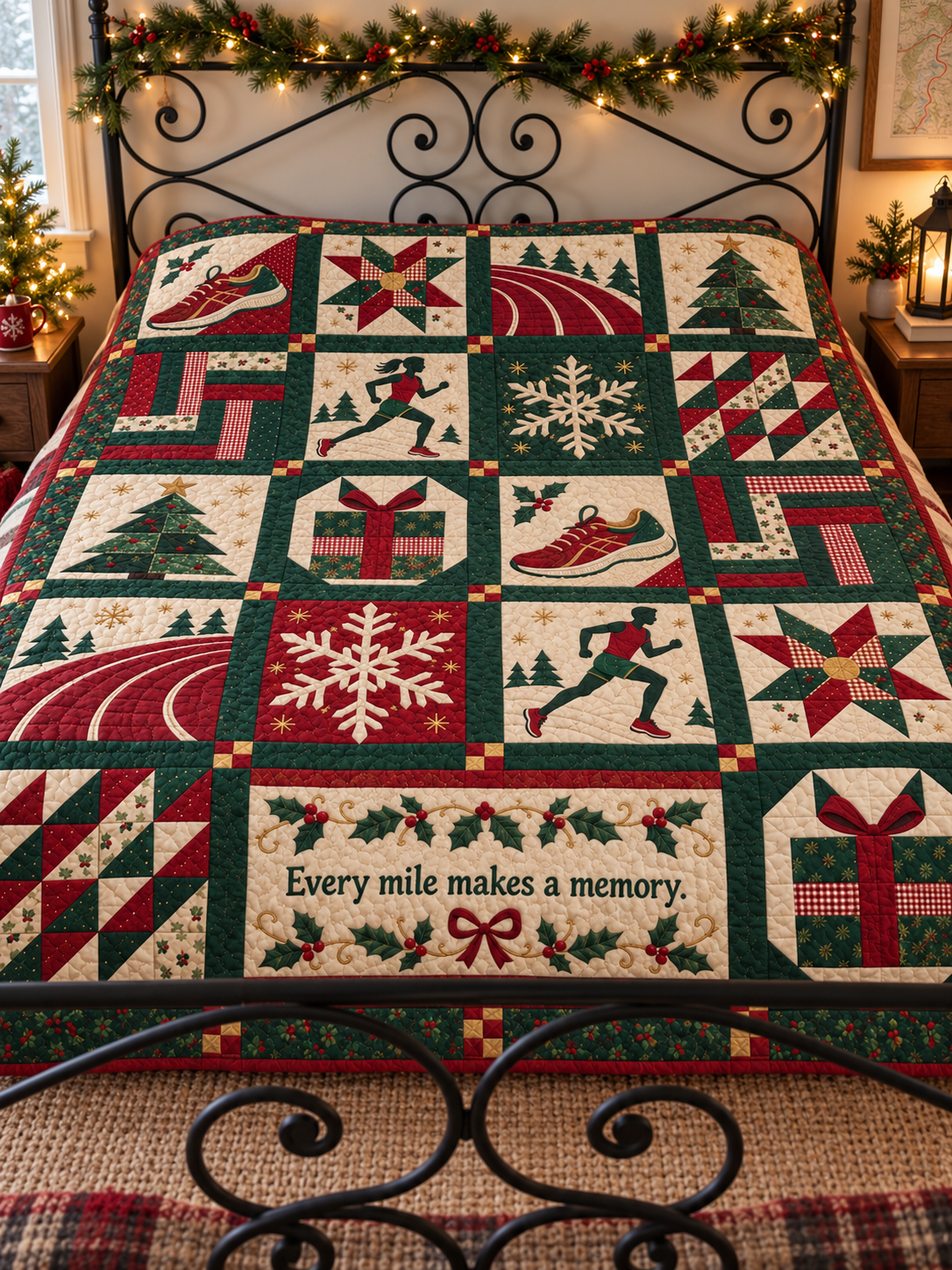 Merry Miles Quilt Blanket - bed mockup