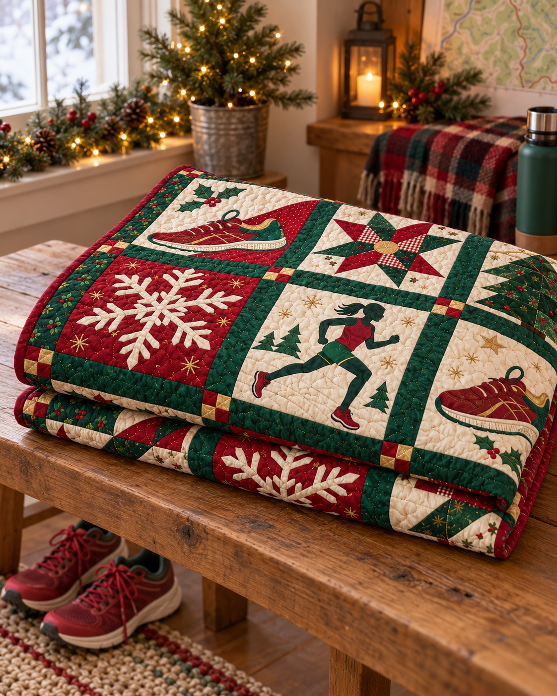 Merry Miles Quilt Blanket - folded mockup
