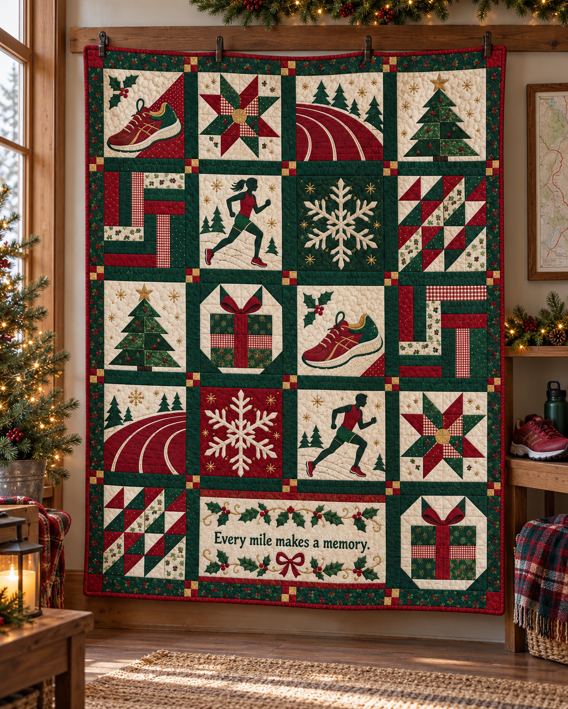 Merry Miles Quilt Blanket - hanging mockup