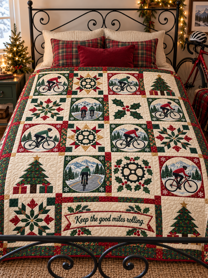 Christmas in the Saddle Quilt Blanket - bed mockup