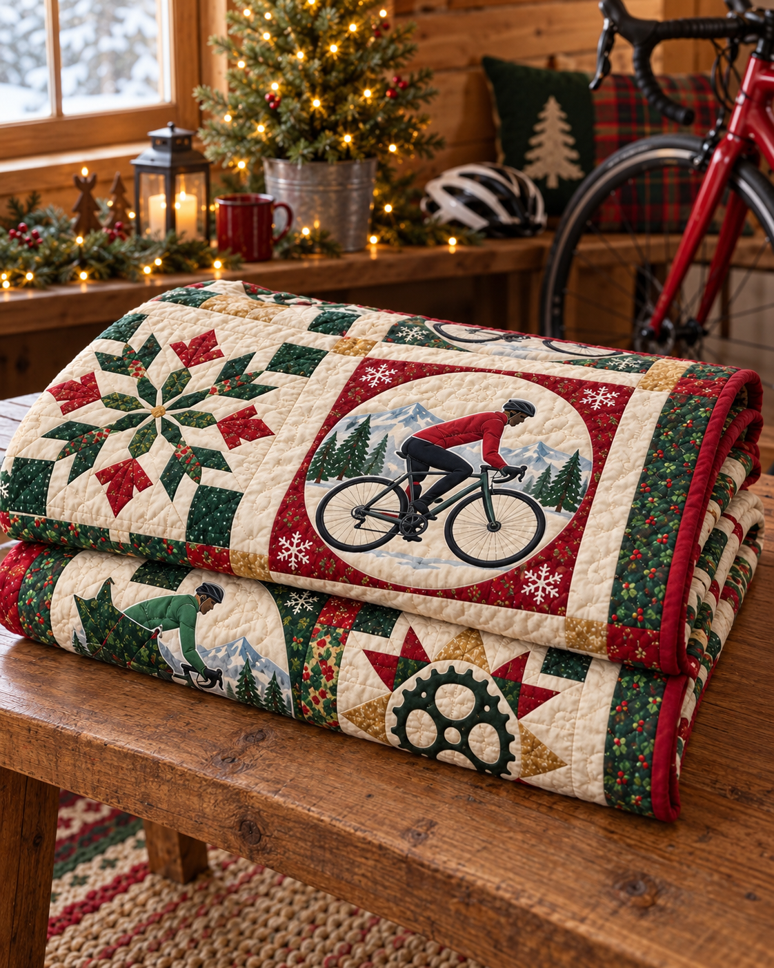Christmas in the Saddle Quilt Blanket - folded mockup