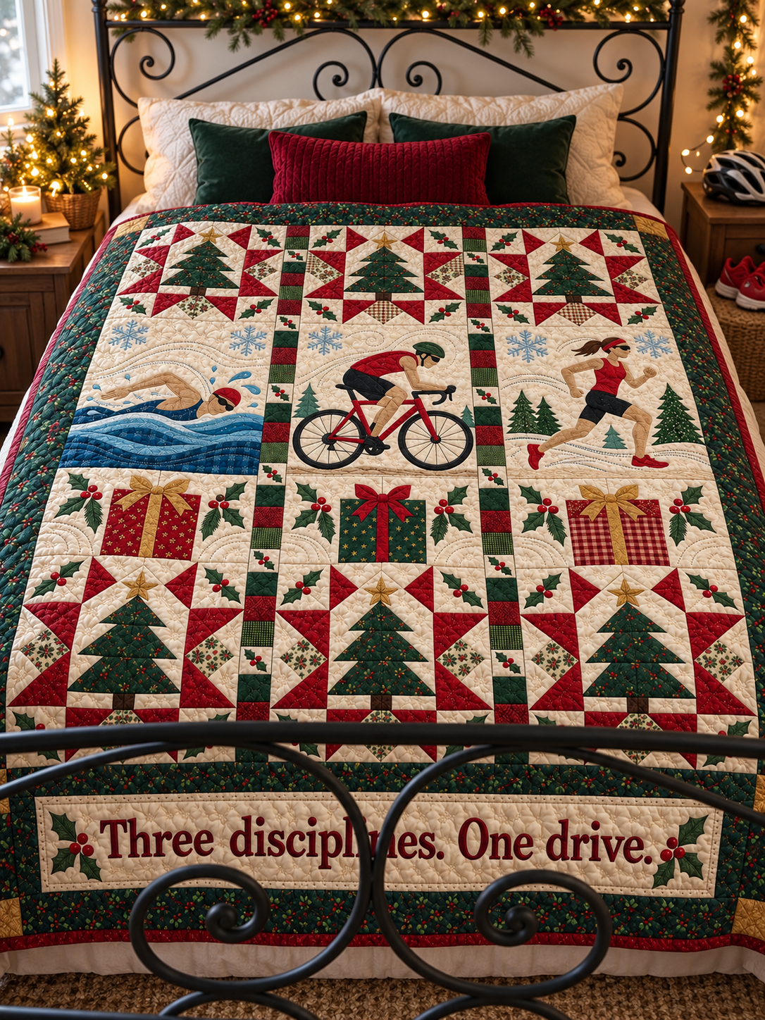 Three Ways to Christmas Quilt Blanket - bed mockup