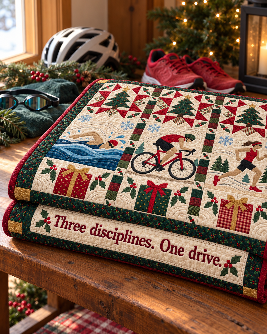 Three Ways to Christmas Quilt Blanket - folded mockup